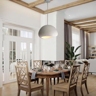 Imagem de Lustres modernos de bom gosto para sala de jantar, luminária pendente criativa em resina, soquete E27, altura ajustável, para sala de estar, cozinha, quarto, hall de entrada (branco, 50).