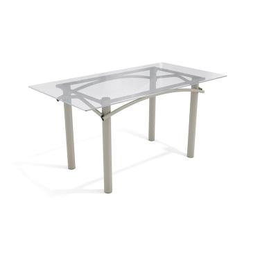 Imagem de Mesa Elba Kappesberg Níquel com Tampo De Vidro Incolor 150cm