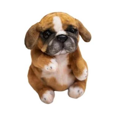 Imagem de Brinquedo De Pelúcia Realista De Poodle Pug Sentado, Cachorrinho Fofo 