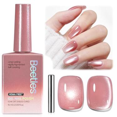 Imagem de Esmalte Beetles Velvet Bloom Pink Cat Eye Gel – 15 ml Esmalte de Gel para Dia dos Namorados Glitter Rosa Olho de Gato Esmalte Rosa Cor Magnético Translúcido Efeito Vitrioso Absorver UV DIY Presente de