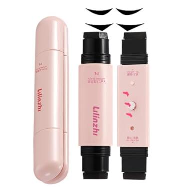 Imagem de Dulele Conjunto de canetas de carimbo delineador 2 em 1, 2 estilos de lápis delineador de gel para asas perfeitas, ferramenta de delineador de ponta dupla, caneta delineadora de olho de gato à prova