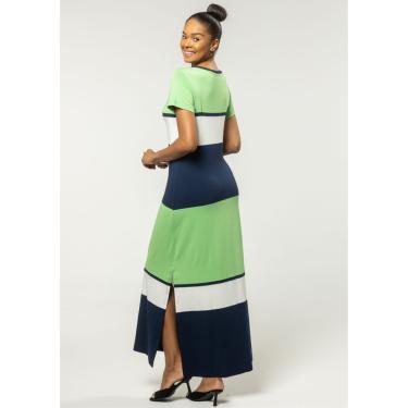 Imagem de Vestido Longo Pau a Pique Listrado Verde e Azul Marinho VERDE - M