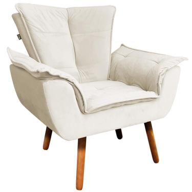 Imagem de Poltrona Decorativa Pés Palito Charger Veludo Bege - Gran Belo