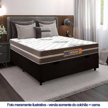 Imagem de Cama Box Baú Casal Suede Colchão Molas Ensacadas Texas Colchões 138cm preto
