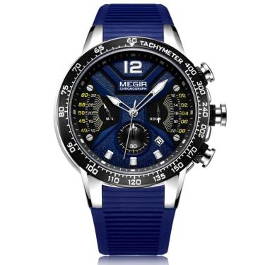 Imagem de Relógio De Pulso Masculino Design Robusto Esportivo Impermeável Pulseira De Silicone Azul