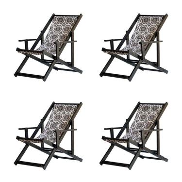 Imagem de Kit 4 Espreguiçadeiras Dobrável Black Cb-mandala