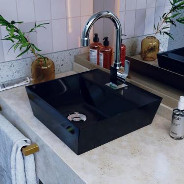 Imagem de Cuba Apoio Angular Quadrada Volcano Aq33w Preto