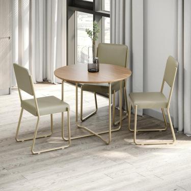 Imagem de Conjunto 2 Cadeiras De Jantar Next Tecido Courino Bege Saara Estrutura Preta