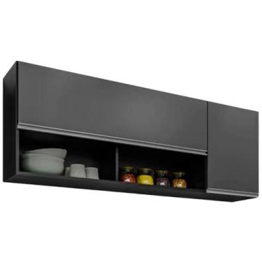 Imagem de Armario Aer 2Port BP Maya 150cm Eratto Moveis - Milani Store, Preto Gr
