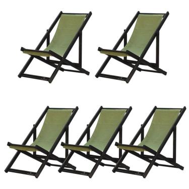 Imagem de Kit 5 Espreguiçadeiras Dobrável Black Sb-verde