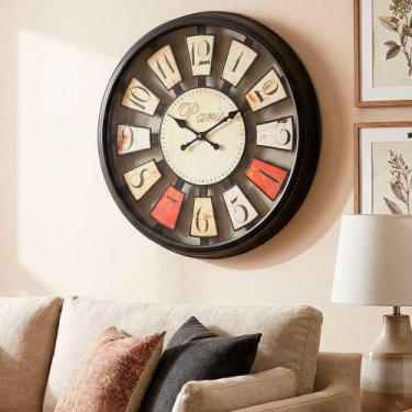 Imagem de Relógio De Parede Vazado Preto Decoração Paris Rustico 40cm - OUTRAS M