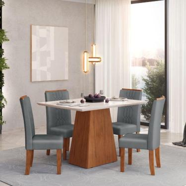 Imagem de Conjunto De Mesa Dulce Dj 1,20x0,90 Com 4 Cadeiras Zoe Freijo/off White/cinza