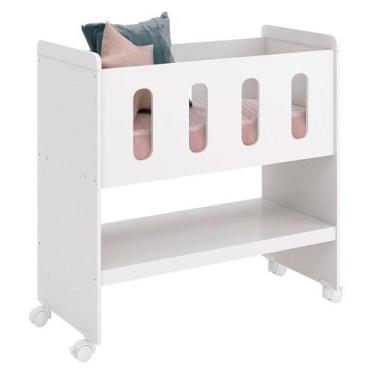 Imagem de Mini Berço Moisés Zain Branco Brilho Com Colchão - Reller - RELLER MÓV