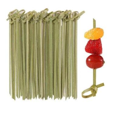 Imagem de Espetos De Bambu 9cm Com Nó Decorativo Festa Aperitivo 100 Unidades - 