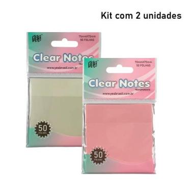 Imagem de Bloco Memo Autoadesivo Transparente em Pet  Clear Notes (kit com 2 uni