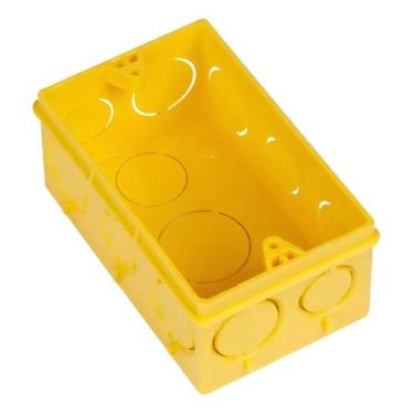 Imagem de Kit C/25 Caixas Tomada Luz Embutir 4x2 Reforçada Amarelo Amanco