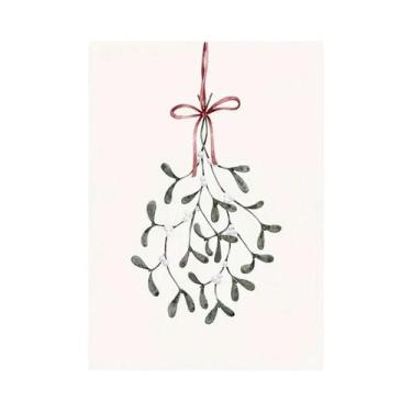 Imagem de Pintura Em Tela De Bola De Natal Com Floco De Neve E Azevinho Fosco Pa