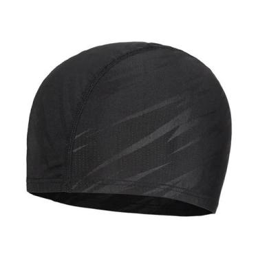 Imagem de Touca De Natação De Spandex Com Estampa De Pele De Tubarão Preta Para 