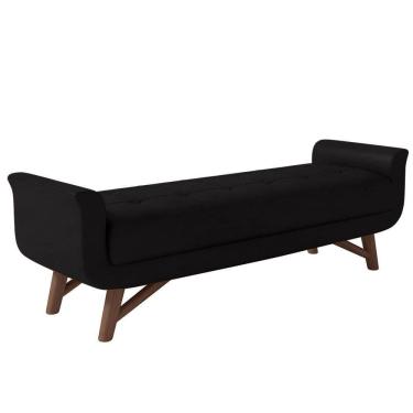 Imagem de Puff Recamier Calçadeira 160cm Base Madeira Neville Z37 Sintético Preto - Mpozenato