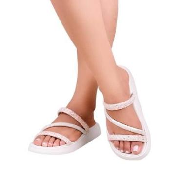 Imagem de Sandália Moleca Flatform Tiras Glitter 5469 121 Slide Leve-Feminino