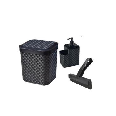 Imagem de Rodo de Pia + Porta Detergente e Esponja + Lixeira de Pia 5L - Arqplas
