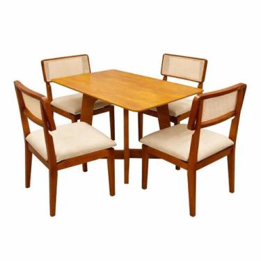 Imagem de Mesa de Jantar Dubai Flex 120x80cm Sem Vidro e 4 Cadeiras Canada em Li