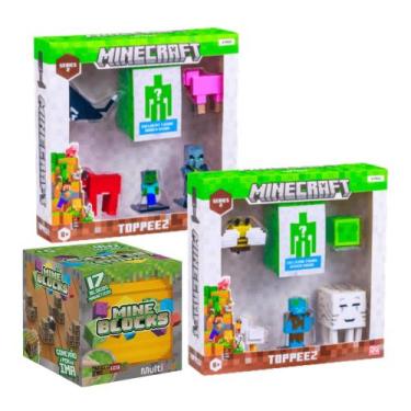Imagem de Kit 17 Blocos Magnéticos e 6 Bonecos Minecraft Sortido - Multikids