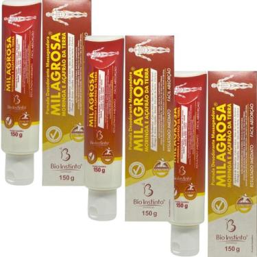 Imagem de 3 Pomada Desodorante Massageadora Bio Instinto Milagrosa Moringa e Aça