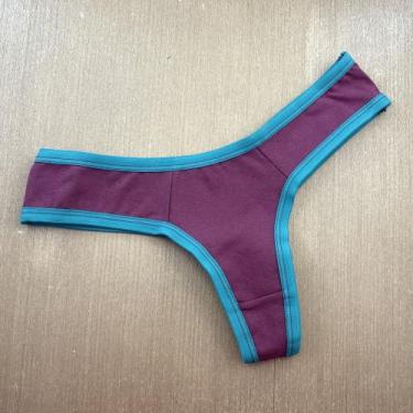 Imagem de Tanga Fio Cotton Lisa Cor:Viés Verde Pavão/VinhoTamanho:M - Ternura Ín