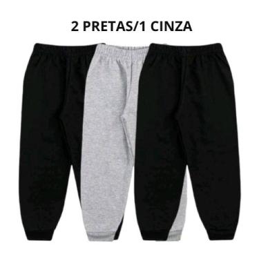 Imagem de Kit 3 Calças Moletom Peluciado Algodão Infantil Juvenil Inverno 4 ao 1