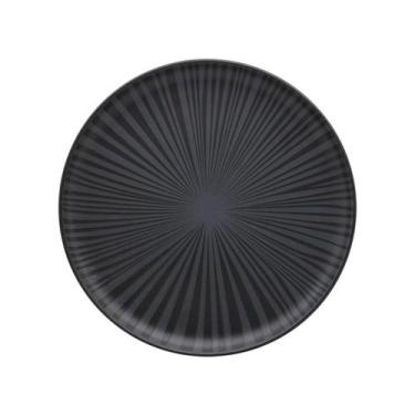 Imagem de Prato De Sobremesa De Cerâmica 20Cm Flat Ônix Preto Oxford