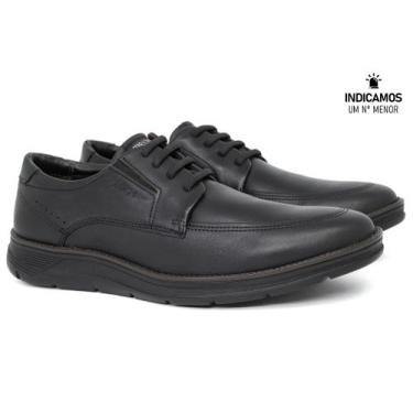 Imagem de Sapato Social Ferracini 24h Fluence com Cadaço Couro, Preto all black,