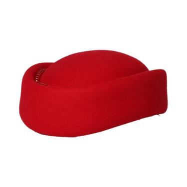 Imagem de Boina Feminina Vintage De Feltro De Lã Com Pérolas, Estilo Fascinator,