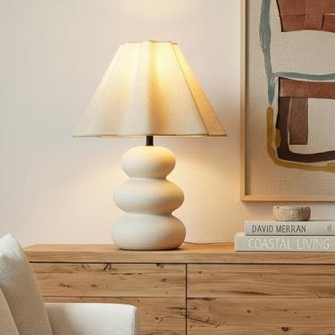 Imagem de Brightech Luminária De Mesa Kelsey Led - Alta, Moderna, Branca, Com Base Cerâmica Exclusiva, Abajur Linho Para Quarto, Sala Estar, Cabeceira Luz Suave 3000K, Lateral, Escrivaninha Lateral