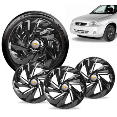 Imagem de Jogo 4 Calota Nitro Preta Aro 13 Gm Corsa Celta Montana Cobalt - Elitt