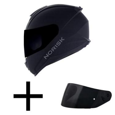 Imagem de Capacete Norisk Razor Monocolor Preto Fosco Mais Viseira Fumê, 56