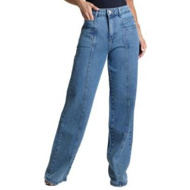 Imagem de Calça Jeans Sawary Wide Leg - 282113 - Azul médio 46-Feminino