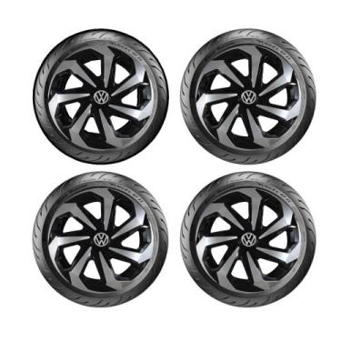 Imagem de 4 Calota Esportiva Aro 14 Spider Prata Preto Gol Voyage Fox - FIAT