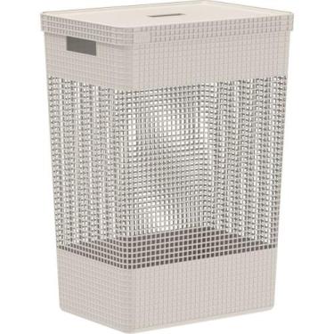 Imagem de Cesto Organizador para Roupas Sujas, Limpas Com Tampa 49 Litros Grid O