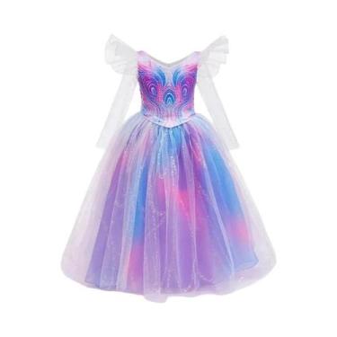 Imagem de Fantasia Colorida De Bruxa Malvada Glinda Para Meninas Para Halloween 