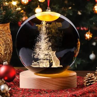 Imagem de Bola De Cristal 3D Com Luzes Coloridas De Natal, Esculpida a Laser, Pa