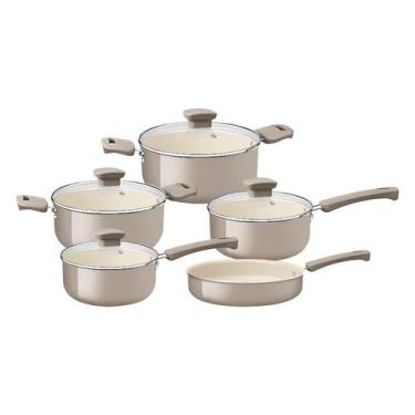 Imagem de Jogo de Panelas Tramontina Cerâmica Veronese 5 Peças Bege