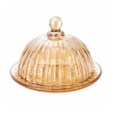Imagem de Queijeira Milano Âmbar De Vidro 14cm X 10cm Ke Home