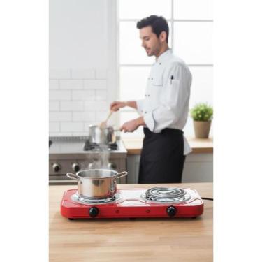 Imagem de Fogão Elétrico Portátil 2 Bocas 2000W 220V Vermelho - Congratulations 