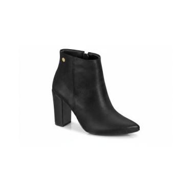 Imagem de Bota Vizzano Cano Baixo Salto Grosso Bico Fino Preta, Preto, 35