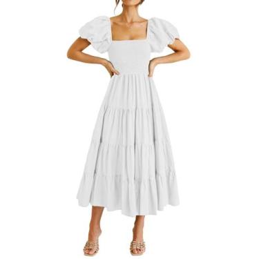 Imagem de Vestido PRETTYGARDEN Midi con Mangas Abullonadas y Escote Cuadrado Bla