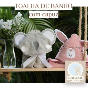 Imagem de Toalha de Banho com Capuz Aconchego 70cm x 70cm Camesa Baby Presente, 