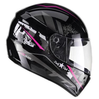 Imagem de Capacete Moto Fechado Fly F-9 City Feminino Masculino, Preto Brilhante