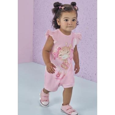 Imagem de Macacão Bebê Estampado Rosa Kukiê, M, Rosa