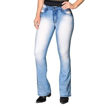 Imagem de Calça Jeans Country Feminina Flare Delavê Bill Way 951, Azul, Aco, 40